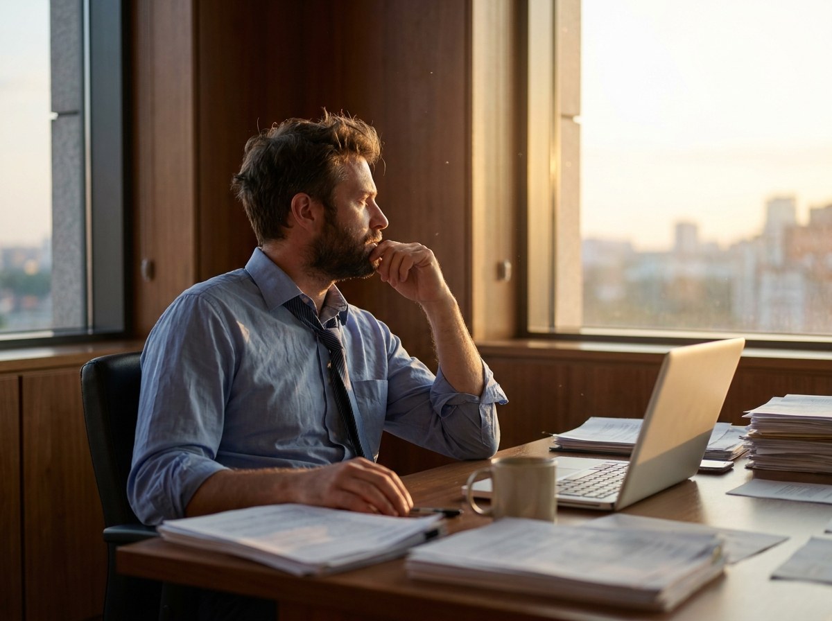 A professional stuck at the same desk